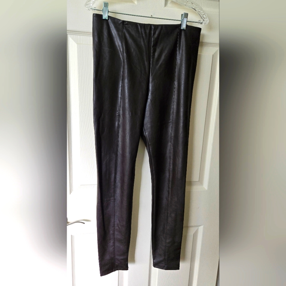 LYSSE Hi Waist Vegan Leather Legging (29" Inseam) In Dark Brown Size LARGE  NWOT